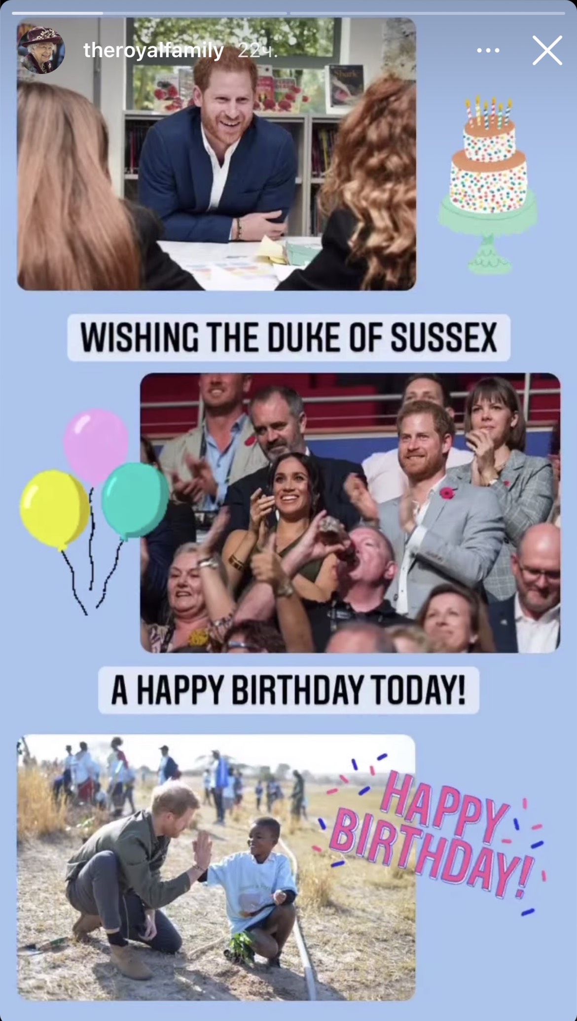Як королівська родина привітала принца Гаррі з днем народження в Instagram-історіях