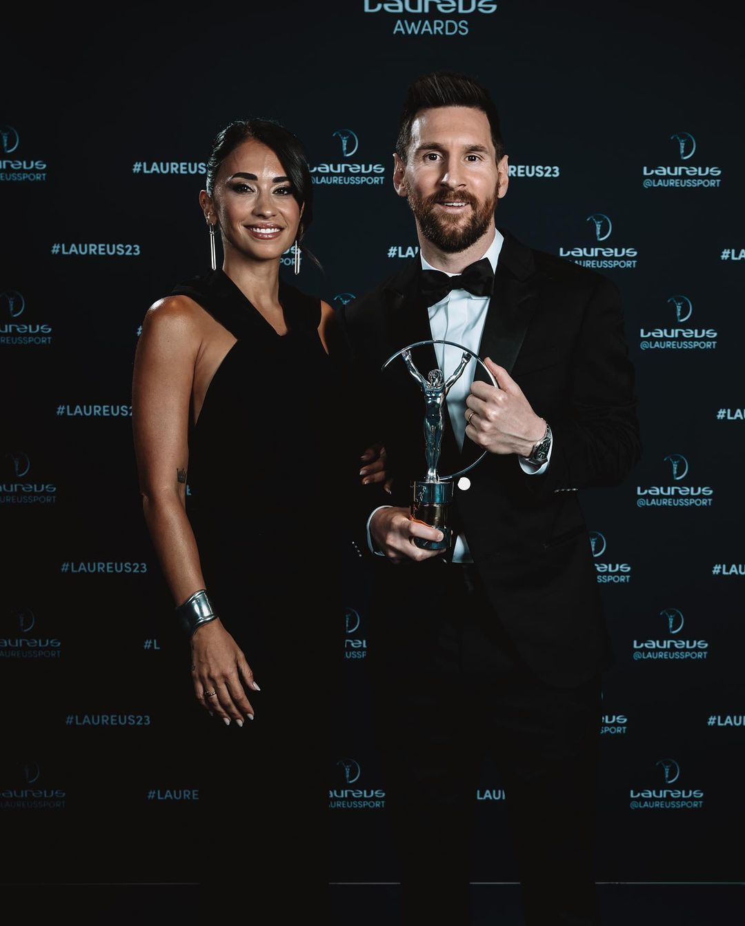 Лионель Месси с супругой на церемонии Laureus World Sports Awards