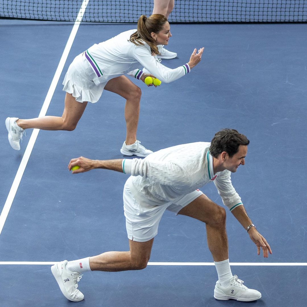 Кейт Миддлтон и Роджер Федерер сыграли в теннис на кортах Уимблдона