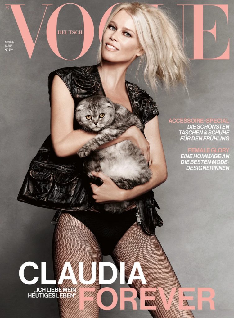 Клаудия Шиффер и ее кот Чип украсили обложку Vogue