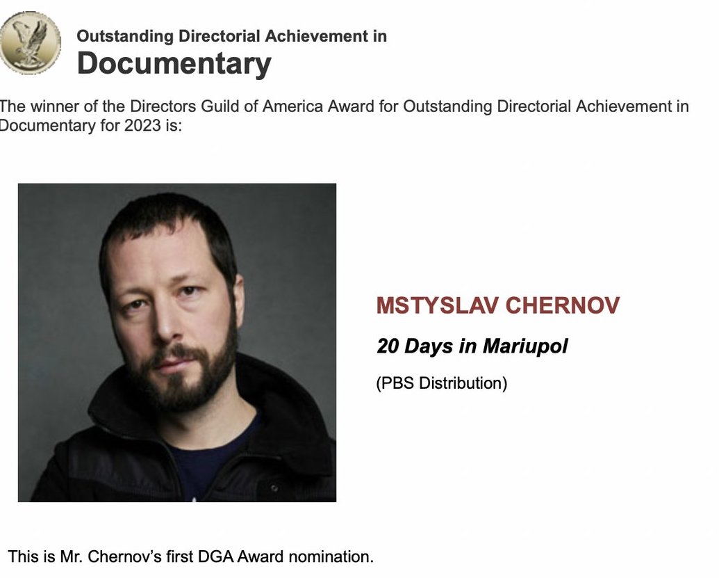 Фільм «20 днів у Маріуполі» отримав премію Гільдії режисерів США