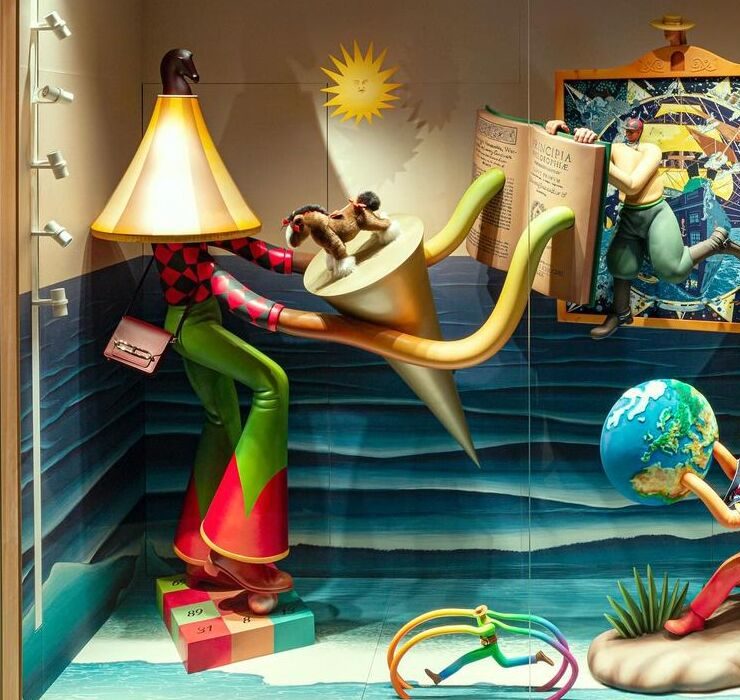 Украинский художник Владимир Манжос оформил витрины бутика Hermes