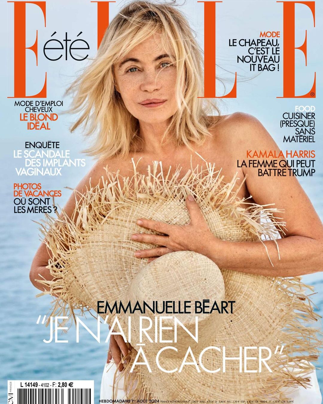 Носители: Эммануэль Беар со шляпой Baginskiy на обложке Elle France