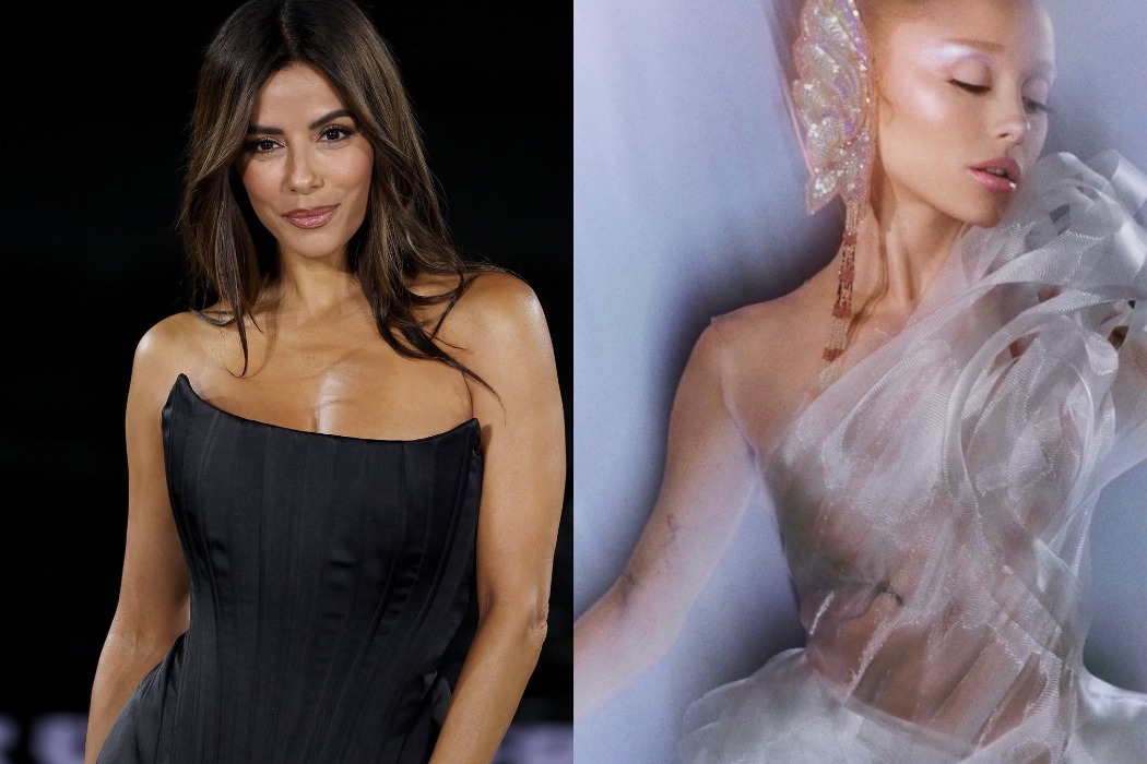 Носители: Ева Лонгория в Balykina на показе, а Ариана Гранде – в Lever Couture в кампейне